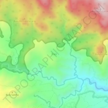 Topografisk kort Pao, højde, terræn