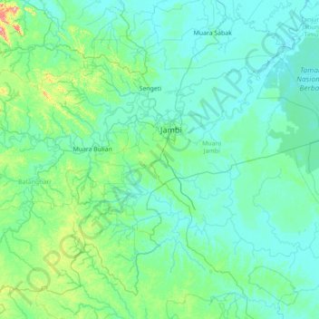 Topografisk kort Mestong, højde, terræn