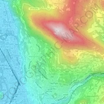 Topografisk kort Maderno, højde, terræn