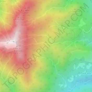 Topografisk kort Sella di Parone, højde, terræn
