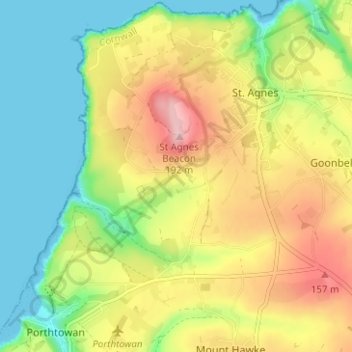Topografisk kort Goonvrea, højde, terræn