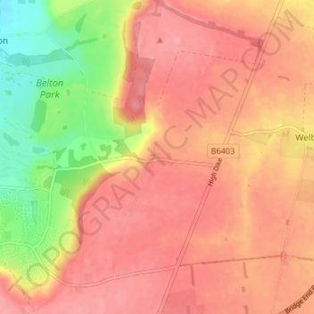 Topografisk kort Londonthorpe, højde, terræn