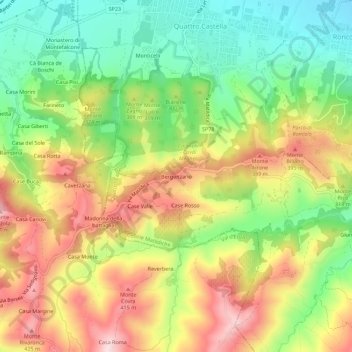 Topografisk kort Bergonzano, højde, terræn