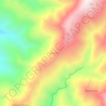 Topografisk kort Peruntu, højde, terræn
