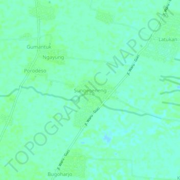 Topografisk kort Sungegeneng, højde, terræn