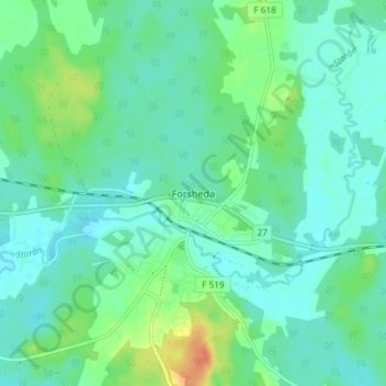 Topografisk kort Forsheda, højde, terræn