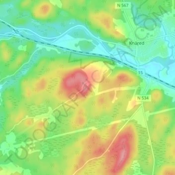 Topografisk kort Västralt, højde, terræn