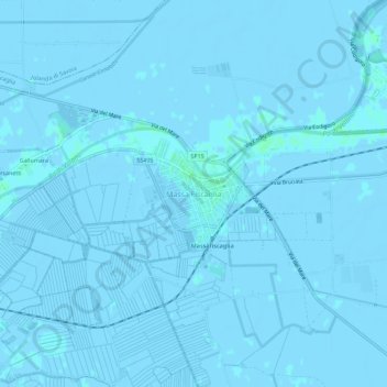 Topografisk kort Massa Fiscaglia, højde, terræn