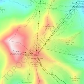 Topografisk kort Totalp, højde, terræn