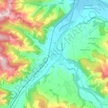 Topografisk kort Schüpbach, højde, terræn