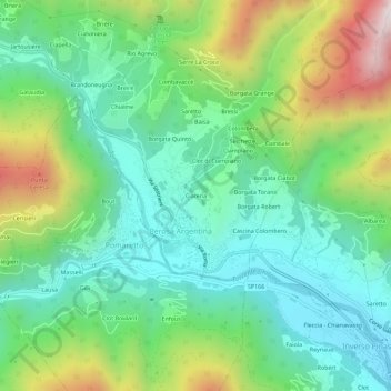 Topografisk kort Ciarena, højde, terræn