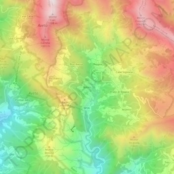 Topografisk kort Botasi, højde, terræn