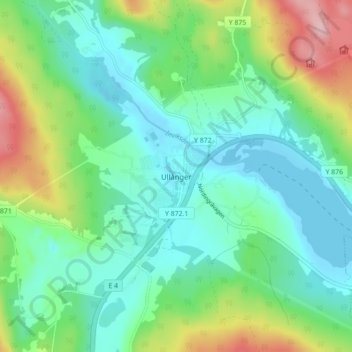 Topografisk kort Ullånger, højde, terræn