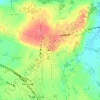 Topografisk kort Båring, højde, terræn