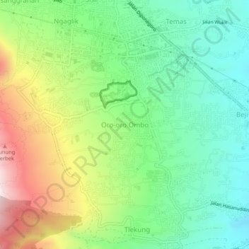 Topografisk kort Oro-oro Ombo, højde, terræn