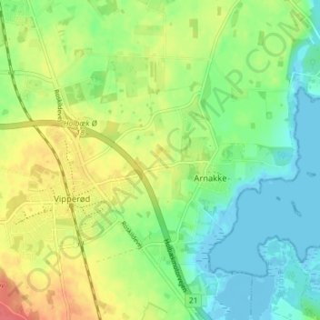 Topografisk kort Sandbakke, højde, terræn