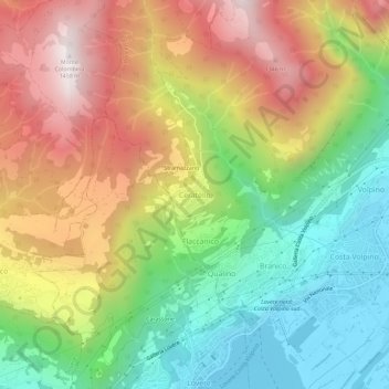 Topografisk kort Ceratello, højde, terræn