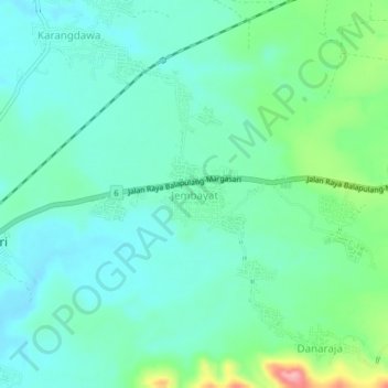 Topografisk kort Jembayat, højde, terræn