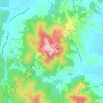 Topografisk kort Vetulonia, højde, terræn