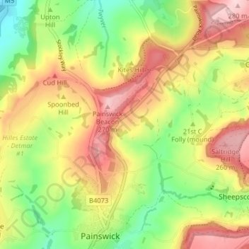 Topografisk kort Paradise, højde, terræn