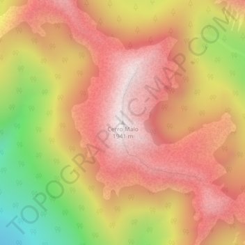 Topografisk kort Cerro Malo, højde, terræn