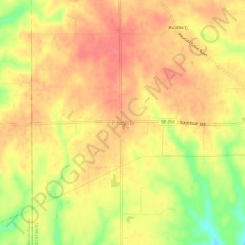 Topografisk kort Pleasant, højde, terræn