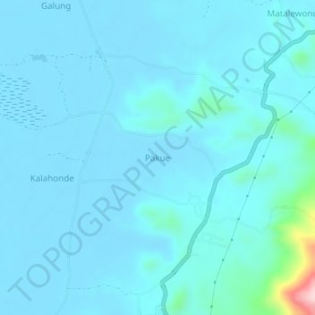 Topografisk kort Pakue, højde, terræn
