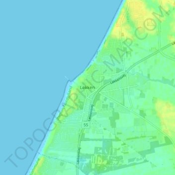 Topografisk kort Løkken, højde, terræn