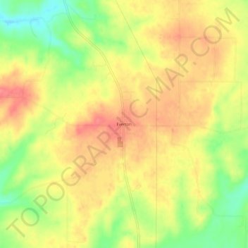 Topografisk kort Everton, højde, terræn