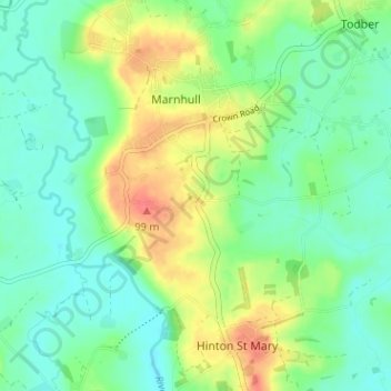 Topografisk kort Walton Elm, højde, terræn
