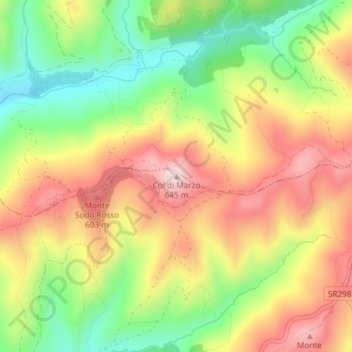 Topografisk kort Col di Marzo, højde, terræn