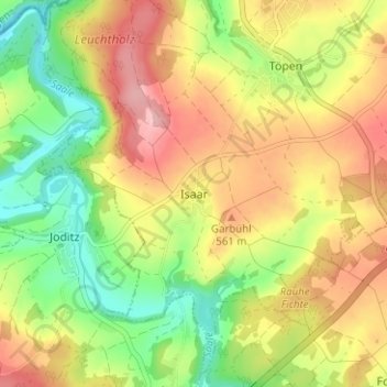 Topografisk kort Isaar, højde, terræn
