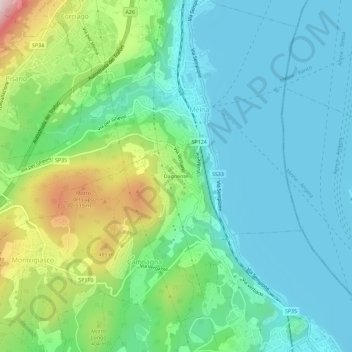 Topografisk kort Dagnente, højde, terræn