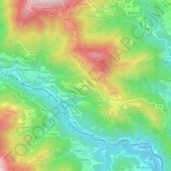 Topografisk kort Gisola, højde, terræn