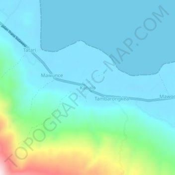 Topografisk kort Kabalo, højde, terræn