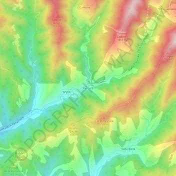 Topografisk kort Renzetti, højde, terræn