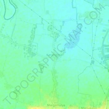 Topografisk kort Karangligar, højde, terræn