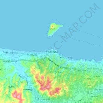 Topografisk kort Αγία Μαρίνα, højde, terræn