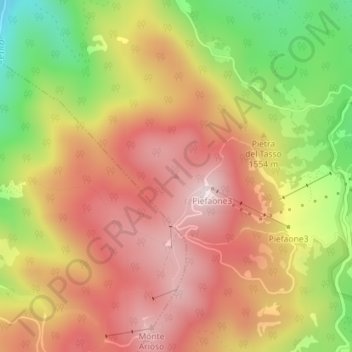 Topografisk kort Monte Pierfaone, højde, terræn