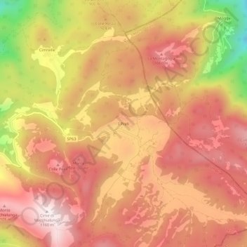 Topografisk kort I Prati, højde, terræn