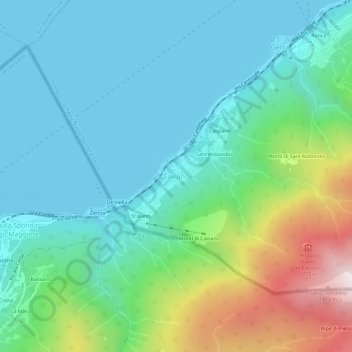 Topografisk kort Caviano, højde, terræn