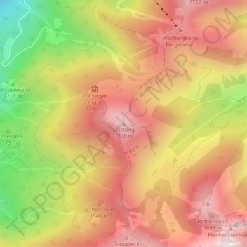 Topografisk kort Setzberg, højde, terræn