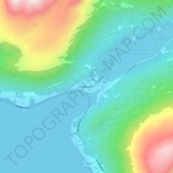 Topografisk kort Laksvatn, højde, terræn