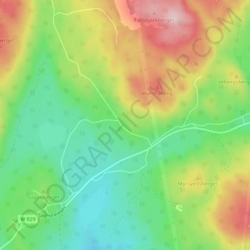 Topografisk kort Almberg, højde, terræn