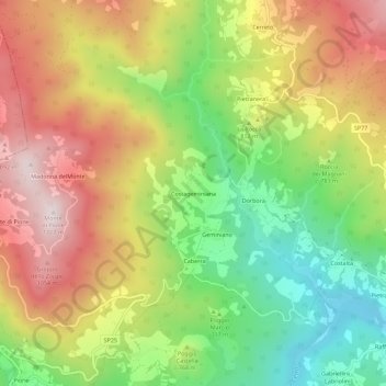 Topografisk kort Costageminiana, højde, terræn
