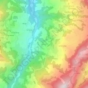 Topografisk kort Savoniero, højde, terræn