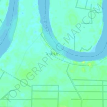 Topografisk kort Teluk Bayur, højde, terræn