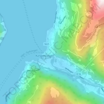 Topografisk kort Rygg, højde, terræn