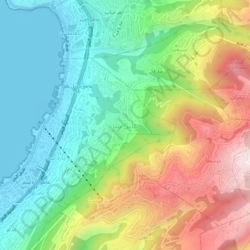 Topografisk kort Sahel Alma, højde, terræn