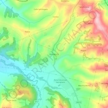 Topografisk kort Vascigliano, højde, terræn